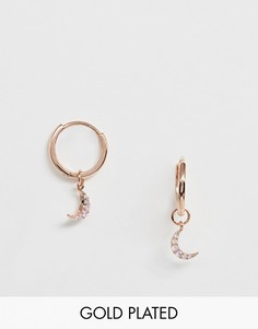 Серьги-кольца с покрытием розовым золотом Astrid & Miyu-Золотой