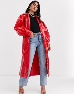Красный виниловый тренч ASOS DESIGN