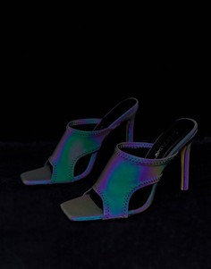 Мюли с квадратным носком и ультрафиолетовой светоотражающей отделкой Public Desire-Черный