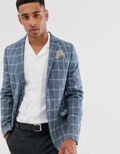 Синий блейзер в клетку River Island