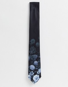 Темно-синий галстук с цветочным принтом Twisted Tailor