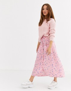 Платье макси с цветочным принтом Wednesdays Girl-Розовый