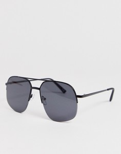 Солнцезащитные очки-авиаторы с черными стеклами в полуоправе ASOS DESIGN-Черный