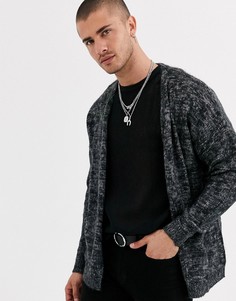 Пушистый фактурный кардиган темно-серого цвета ASOS DESIGN-Серый