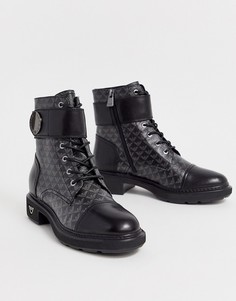 Ботинки на шнуровке с логотипом Emporio Armani-Черный