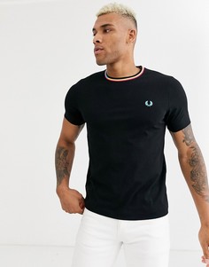 Черная футболка с кантом Fred Perry-Черный