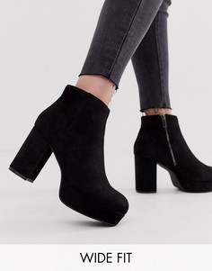 Черные ботильоны на платформе Glamorous Wide Fit-Черный