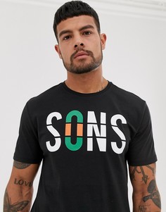 Футболка с надписью Only & Sons-Черный