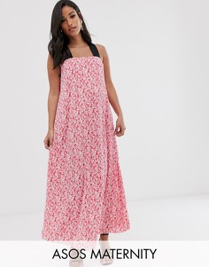 Платье макси с цветочным принтом ASOS DESIGN Maternity-Розовый