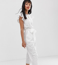 Белый комбинезон с вышивкой ришелье Miss Selfridge Petite