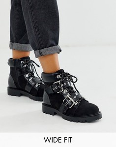 Черные походные ботинки для широкой стопы ASOS DESIGN Avenue-Черный