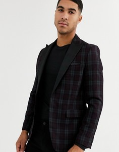 Бордовый пиджак в клетку тартан Burton Menswear-Красный