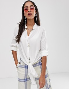 Белая рубашка с узелком Bershka-Белый