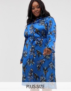 Платье-рубашка миди с принтом листьев Liquorish Curve-Синий