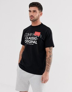Черная футболка с логотипом-надписью Calvin Klein-Черный