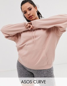 Худи розового цвета ASOS DESIGN Curve ultimate-Розовый