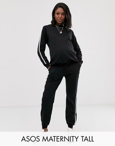 Спортивный костюм со свитшотом и джоггерами с заниженной талией на завязке ASOS DESIGN Maternity Tall-Черный