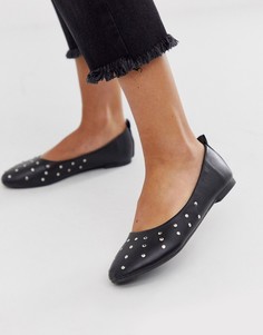 Туфли на плоской подошве с отделкой заклепками Vero Moda-Черный