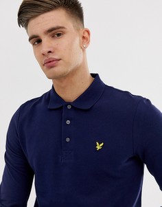 Темно-синее поло с длинным рукавом из пике с логотипом Lyle & Scott-Темно-синий