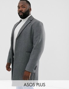Светло-серое пальто с добавлением шерсти ASOS DESIGN Plus-Серый