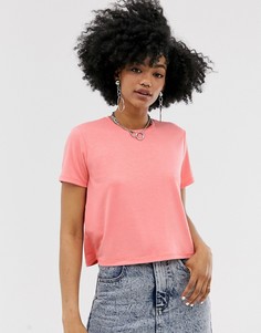 Коралловая укороченная футболка Noisy May-Розовый