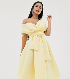 Платье для выпускного с завязкой ASOS DESIGN Petite-Желтый