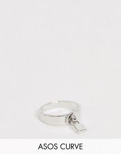 Серебристое кольцо с замком ASOS DESIGN Curve-Серебряный