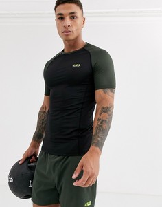 Обтягивающая спортивная футболка с контрастными рукавами реглан ASOS 4505-Зеленый