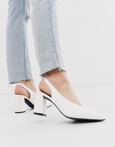 Белые туфли на блочном каблуке с ремешком через пятку Glamorous-Белый