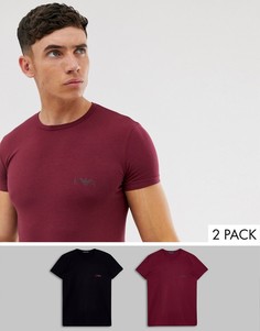 Набор из 2 облегающих футболок черного и бордового цвета с логотипом Emporio Armani-Черный