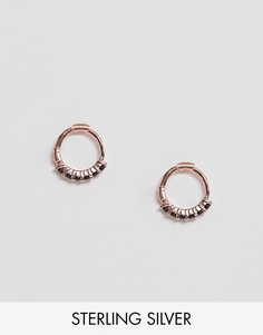 Серьги-кольца с покрытием розовым золотом и черными камнями Astrid & Miyu-Золотой