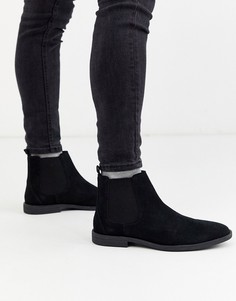 Черные замшевые ботинки челси Burton Menswear-Черный