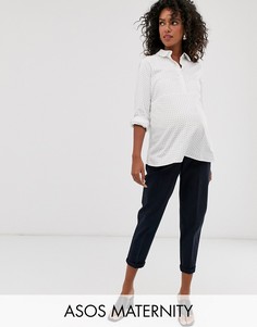 Чиносы с посадкой под животом ASOS DESIGN Maternity-Темно-синий