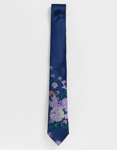 Синий галстук с цветочным принтом Twisted Tailor