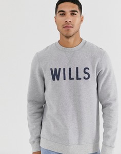 Серый свитшот с круглым вырезом и логотипом на груди Jack Wills Rowner