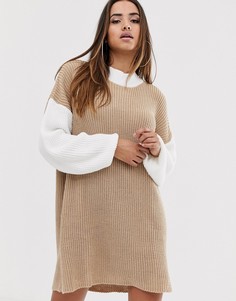 Платье-джемпер колор блок In The Style-Мульти