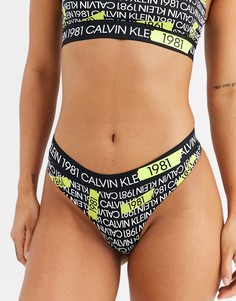 Стринги с полосками неоновой расцветки и логотипом Calvin Klein 1981 Bold-Желтый