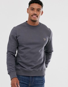Темно-серый свитшот с круглым вырезом и логотипом-зеброй PS Paul Smith