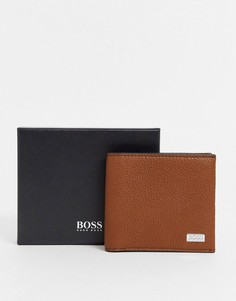 Светло-коричневый кожаный бумажник BOSS Crosstown