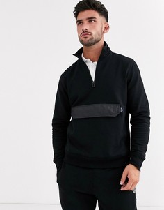 Черный свитшот с молнией и контрастным карманом PS Paul Smith