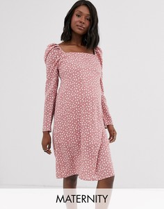 Платье с квадратным вырезом и сборками на спине Wild Honey Maternity-Фиолетовый