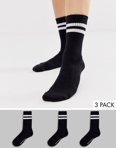 3 пары черных носков с полосками French Connection-Черный