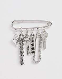 Серебристая брошь ASOS DESIGN-Серебряный