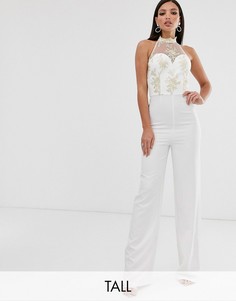 Белый кружевной комбинезон Chi Chi London Tall