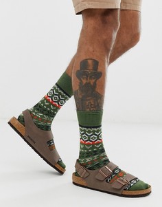 Зеленые носки из хлопкового жаккарда Birkenstock-Зеленый