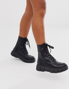 Черные кожаные ботинки на массивной подошве Kaltur-Черный