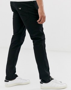 Черные узкие джинсы стретч с 5 карманами Emporio Armani J06 gabardine-Черный