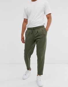 Суженные книзу джоггеры цвета хаки с защипами ASOS DESIGN-Зеленый