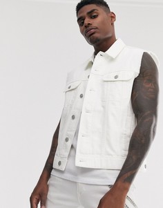 Белая джинсовая куртка без рукавов ASOS DESIGN-Белый