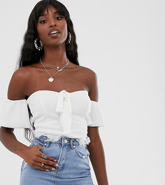 Белое боди с широким вырезом и узлом Missguided Tall-Белый